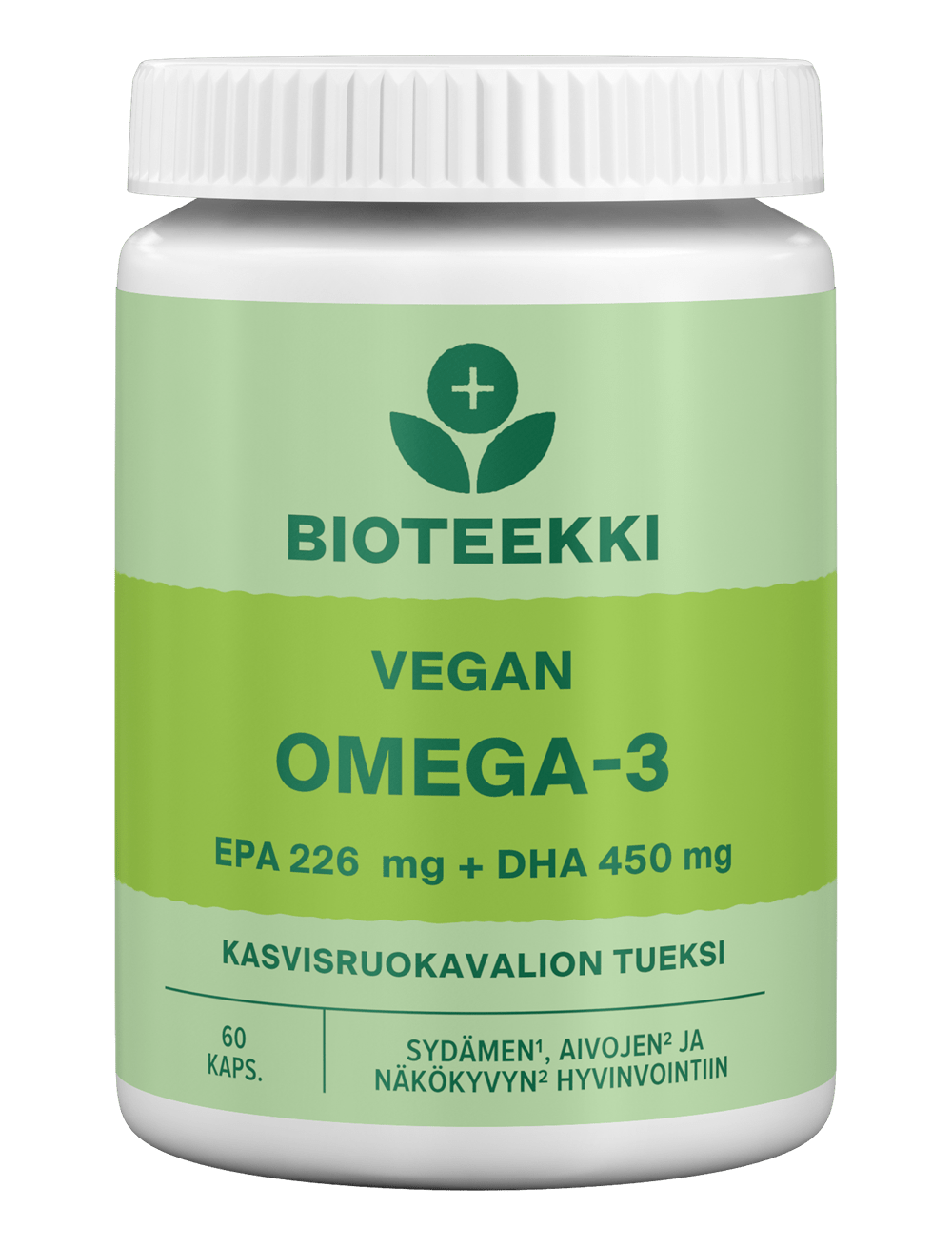 Bioteekin Vegan Omega-3 EPA 226 mg + DHA 450 mg 60 kaps. - Sinunapteekki.fi