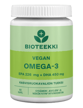 Bioteekin Vegan Omega-3 EPA 226 mg + DHA 450 mg 60 kaps. - Sinunapteekki.fi