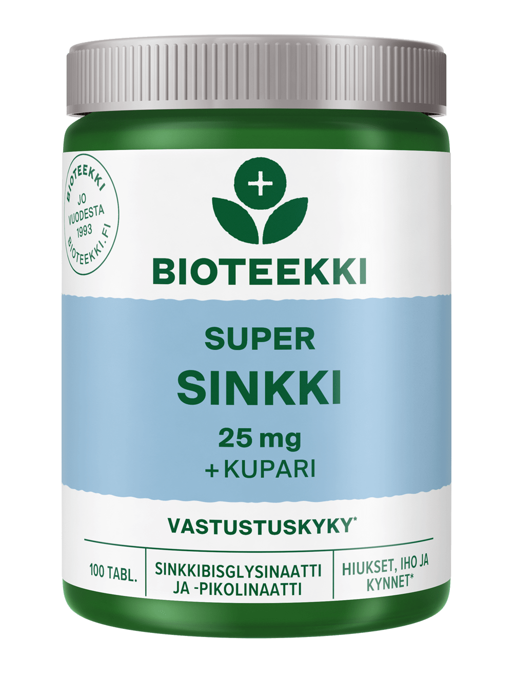 Bioteekin Super sinkki + kupari 100 tabl. - Sinunapteekki.fi