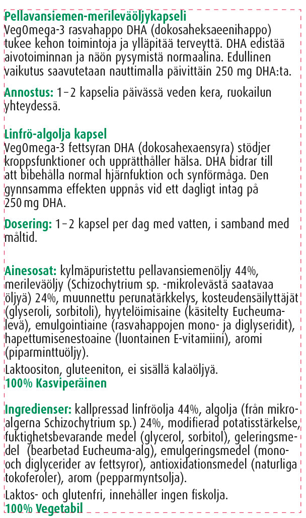 A.Vogel VegOmega-3 100% kasvisperäinen 30 kaps.