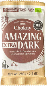 Chokay Amazing Extra Dark Chocolate Bar - Tumma Suklaa 65 % Sokeriton 70 g