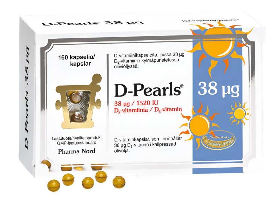 Pharma Nord D-Pearls D-vitamiini 38 µg 160 kaps.