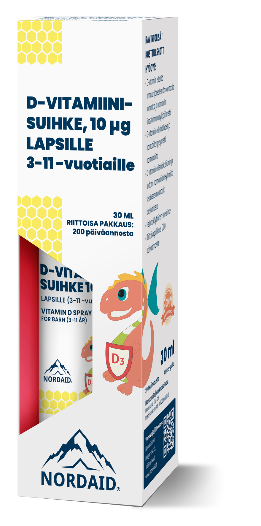 Nordaid D-Vitamiinisuihke 10 µg - Lapsille (3-11 v) 30 ml