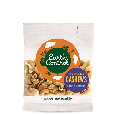 Earth Control Dry Roasted Cashews - Paahdetut ja suolatut cashewpähkinät 70 g - Päiväys 12/2023 - Sinunapteekki.fi