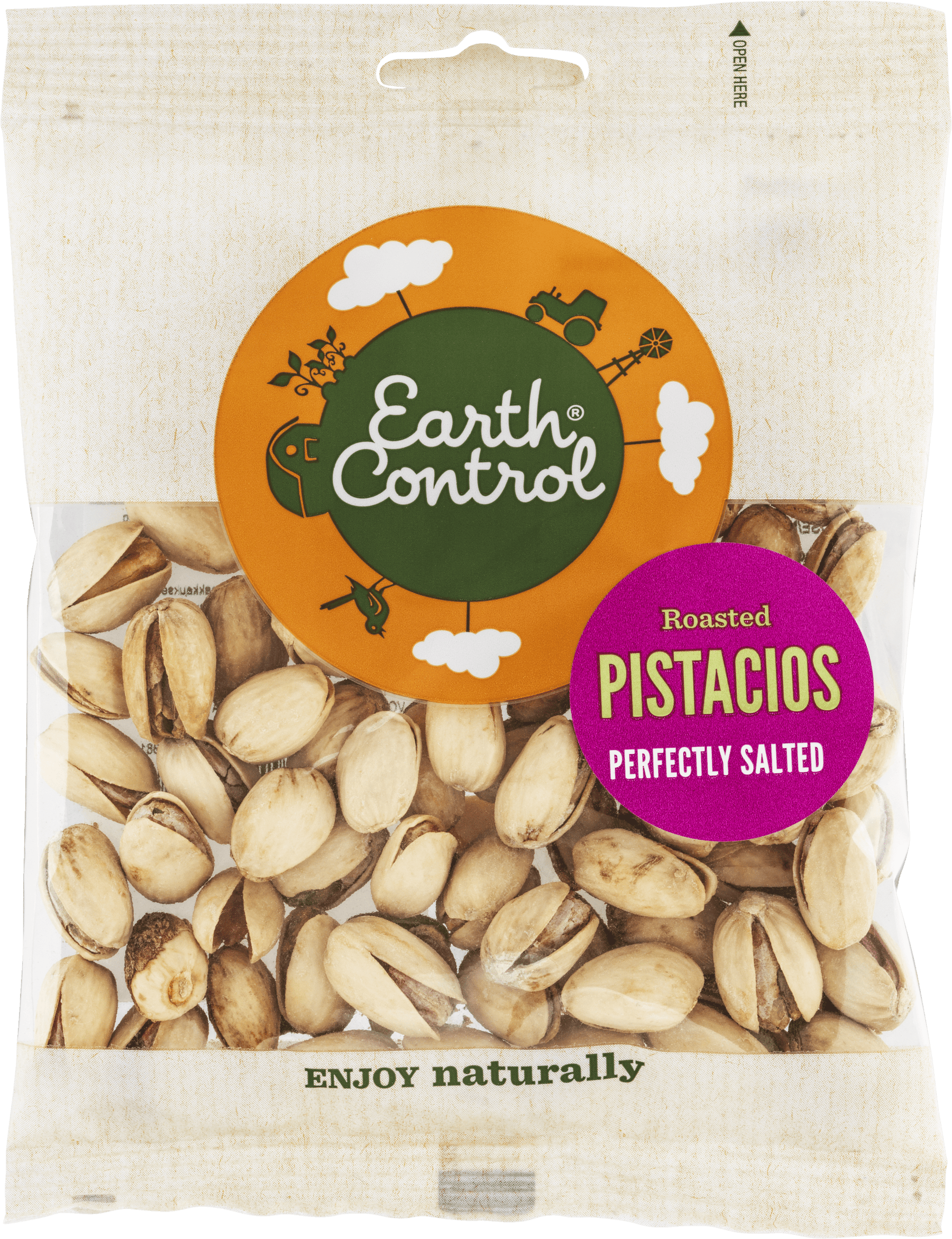 Earth Control Roasted Pistacios - Paahdetut ja suolatut pistaasipähkinät 80 g - Päiväys 12/2023 - poistuu - Sinunapteekki.fi