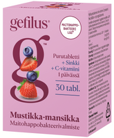 Gefilus Maitohappobakteeri Mustikka-Mansikka Purutabletti 30 tabl.