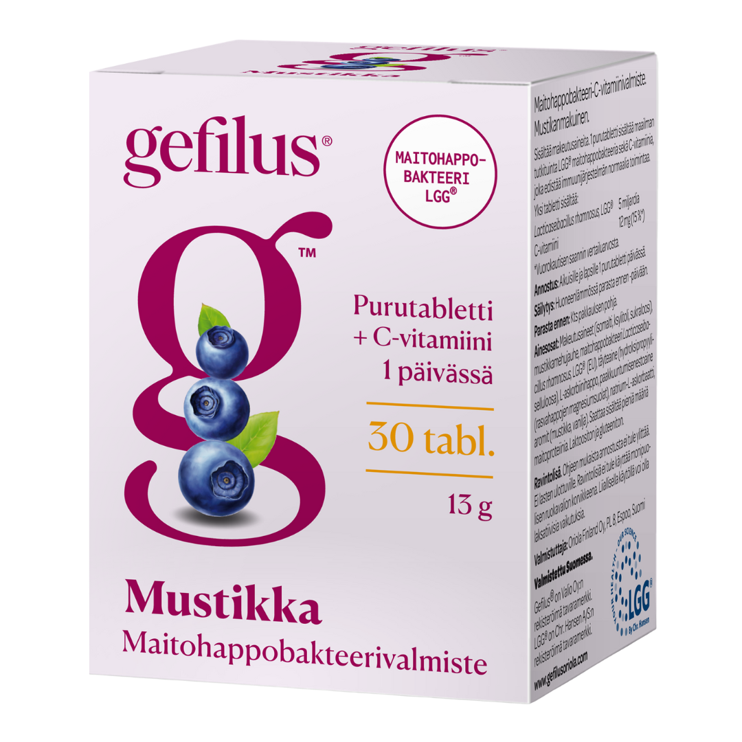 Gefilus Mustikka maitohappobakteeri purutabletti 30 tabl. - Sinunapteekki.fi