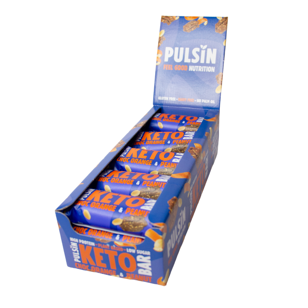 Pulsin Keto Bar Orange Choc & Peanut - Proteiinipatukka Appelsiinisuklaa ja Maapähkinä 18 x 50 g TUKKUPAKKAUS - Sinunapteekki.fi