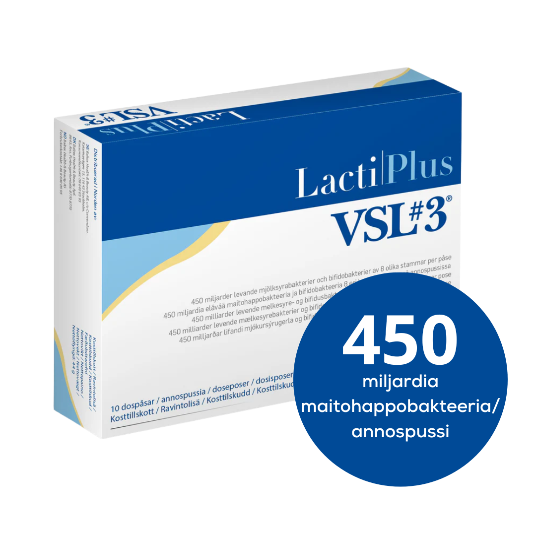 LactiPlus VSL#3 Maitohappobakteerijauhe 10 Annospussia - 450 miljardia / annospussi