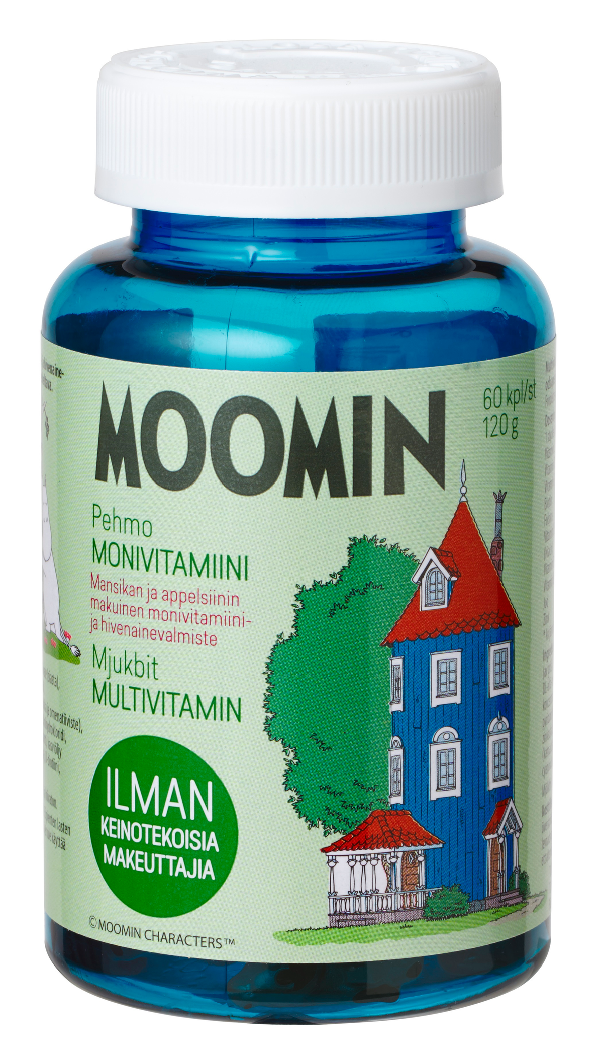 Moomin Pehmo Monivitamiini 60 kpl - Mansikan ja appelsiinin makuinen - Päiväys 01/2025