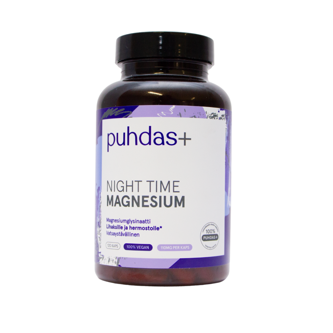 Puhdas+ Night Time Magnesium 120 kaps. - Sinunapteekki.fi