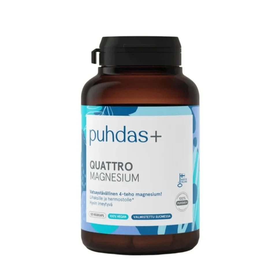 Puhdas+ Quattro Magnesium 120 vegekaps. - Sinunapteekki.fi