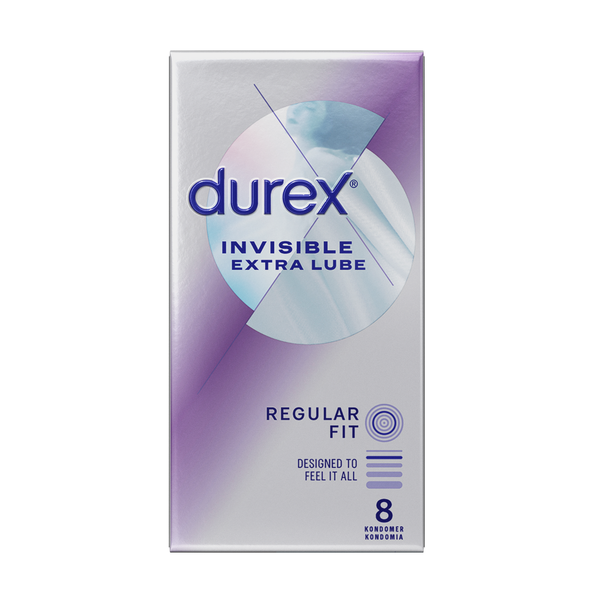 Durex Invisible Extra Lube - Kondomit 8 kpl