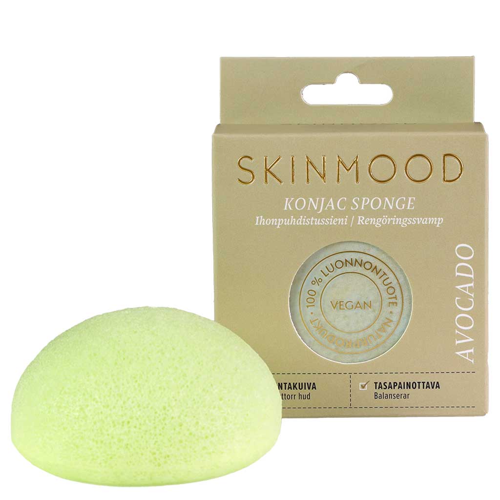 SkinMood Konjac Sponge Avocado - Avokado Kasvosieni seka - ja pintakuivalle sekaiholle 1 kpl