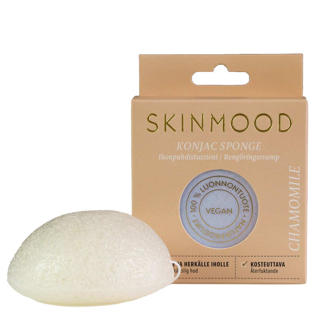 SkinMood Konjac Sponge Chamomille - Kamomilla Kasvosieni normaalille ja herkälle iholle 1 kpl